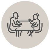 A nurse with a person in a chair icon
