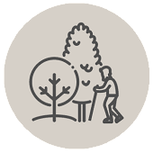elderly person in the garden icon